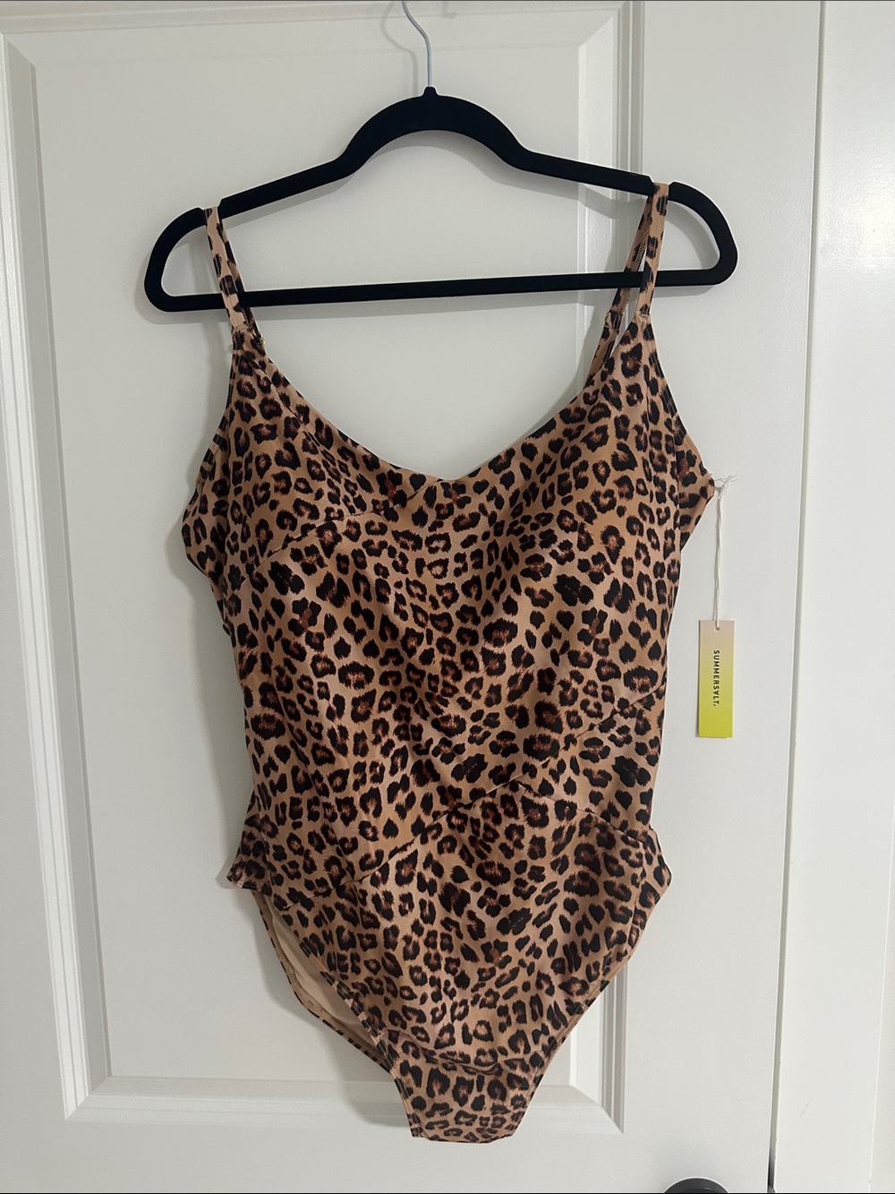 Women’s Leopard Print One-Piece Swimsuit - Tan/Brown Summersalt NWT